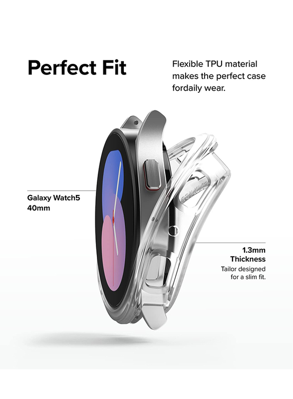 Ringke Air Sports Compatible With Samsung Galaxy Watch 5 40mm , Thin Soft Flexible Rugged TPU Raised Bezel Frame Protective Button Cover Designed Case for Galaxy Watch 5 40mm - Matte Clear